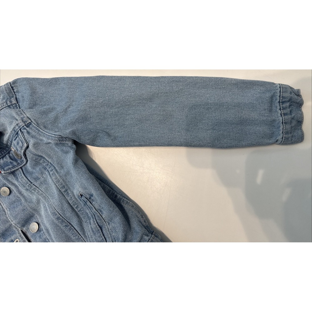Levi's Denim Jacket Kids Size Medium Blue Good Repaired Trucker Jacket - Picture 6 of 16